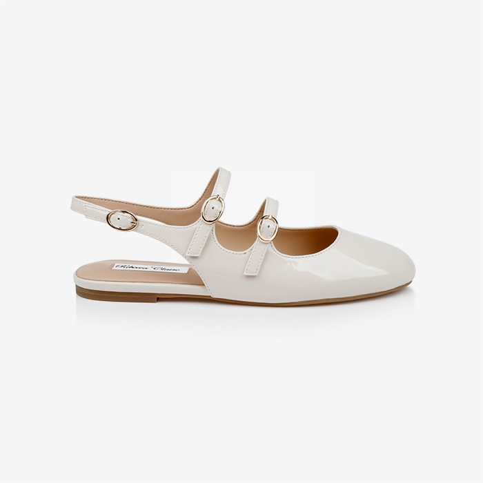 Beige Flat Slingback With Straps - Main View