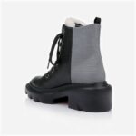 Black Cow Leather & Silver Fabric Lace up Booty - Main View