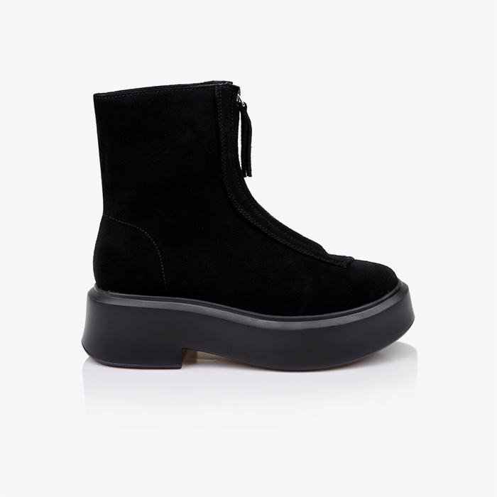 Black Cow Suede Ankle Booty - Main View