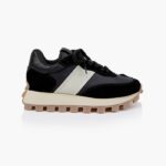 Black Cow Suede Leather & Nylon Fabric Sneaker - Main View