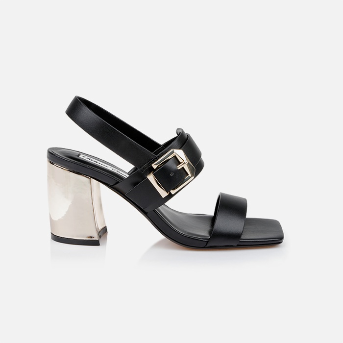 Black Cow Leather Sandal - Main View