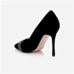 Black Kid Suede & Hotfix Stiletto Pump - Detail View