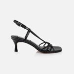 Black Kid Leather Slingback Sandal - Main View