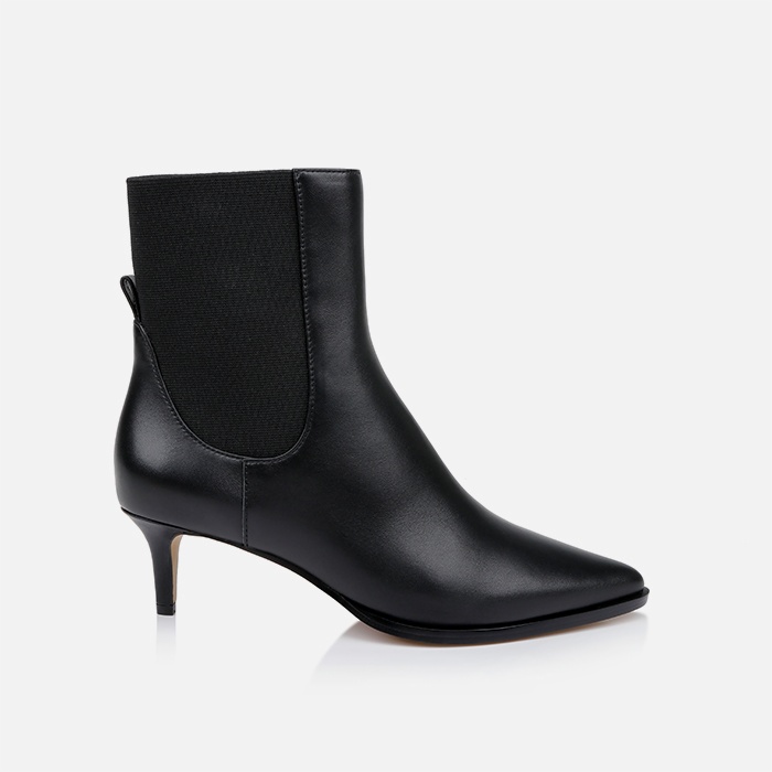 Black Kid Leather Ankle Boot - Main View