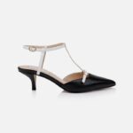 Black Leather Strap Pump - Main View