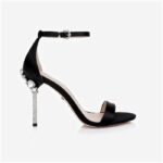 Black Lux Satin High Heel Sandal - Main View