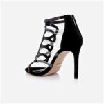 Black Microsuede & Rainbow Hotfix Stiletto Sandal - Main View