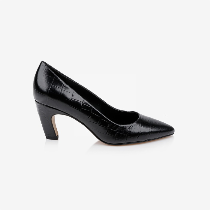 Black Middle Heel Pump - Main View