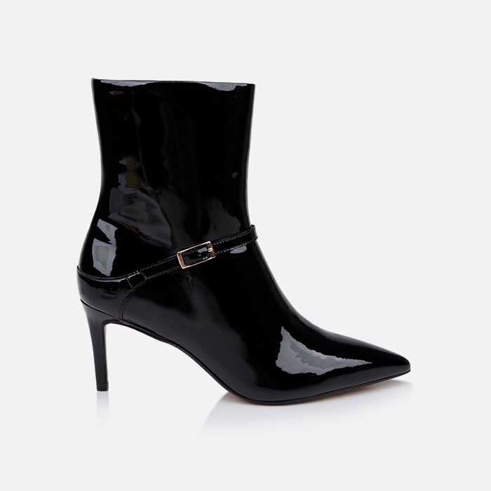 Black Patent Leather Ankle Boot - Main View