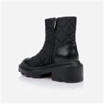 Black Plaid Fabric & Cow Leather Booty - Main View