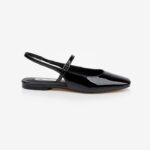 Black Soft Leather Flat Slingback - Main View