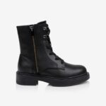 Black Synthetic Leather Ankle Boot - Main View