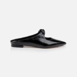 Black Wrinkle Patent Kid Leather Flat - Main View