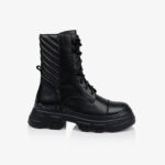 Black leather high ankle boot - Main View