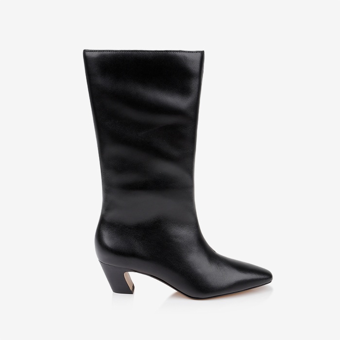 Black leather high ankle boot - Main View