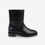 Black leather high ankle boot - Main View