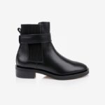 Black leather Chelsea boot with strap - Main View