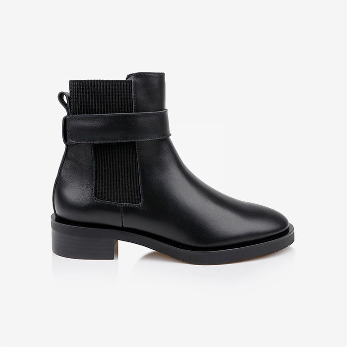 Black leather Chelsea boot with strap - Main View