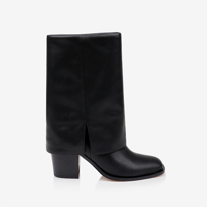 Black synthetic leather high ankle boot - Main View