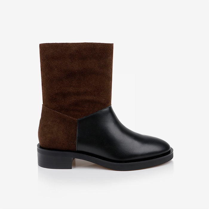 Black_Brown leather high ankle boot - Main View