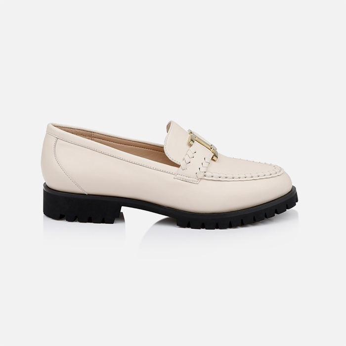 Bone Smooth Leather Loafer - Main View