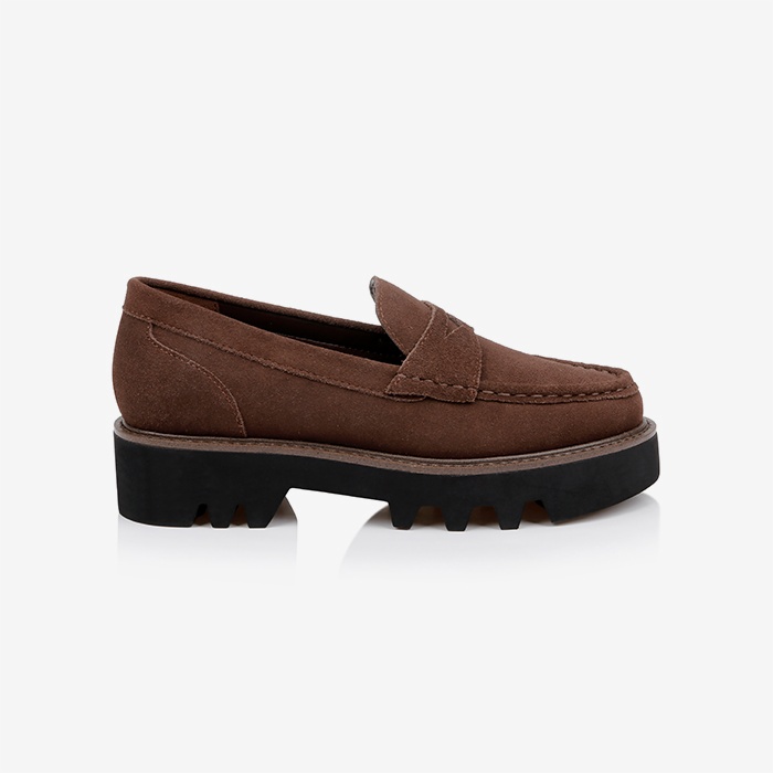 Brown Cow Suede Loafer - Main View
