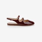 Burgundy Flat Slingback With Straps - Main View