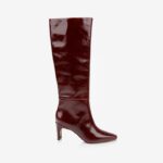 Burgundy leather knee boot - Main View