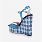 Cendre Blue Patent Leather Wedge Sandal - Detail View