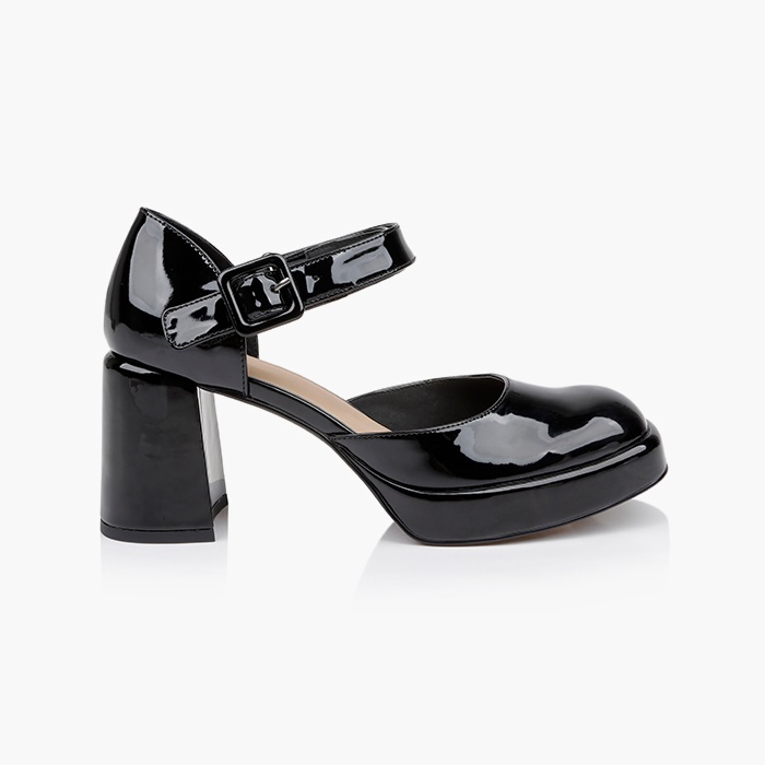 Chunky Heel Squared Toe Patent Sandal - Main View