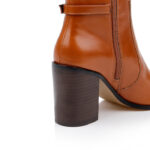 Cognac Brown Block Heel Long Boot - Main View
