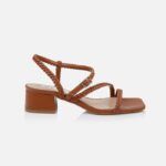 Cognacr Metallic Kid Leather Sandal - Main View