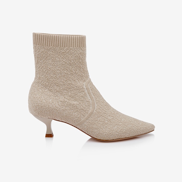 Cream Flyknit Ankle Boot - Main View