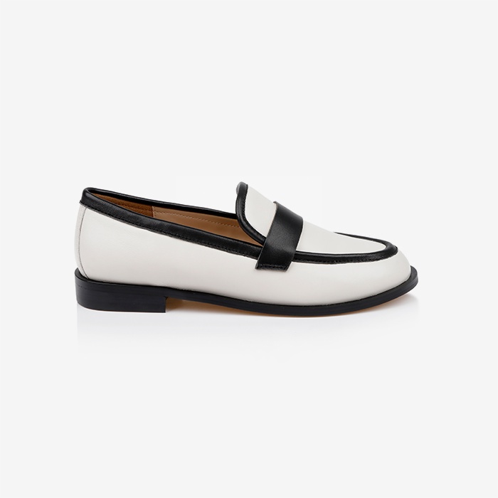 Cream Leather Loafer - Main View