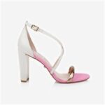 Cream & Rose Gold Kid Leather High Heel Sandal - Main View