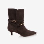 Dark brown leather ankle boot - Main View