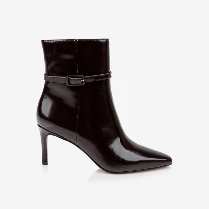 Dark brown leather ankle boot - Main View