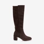 Dark brown block heel knee boot - Main View