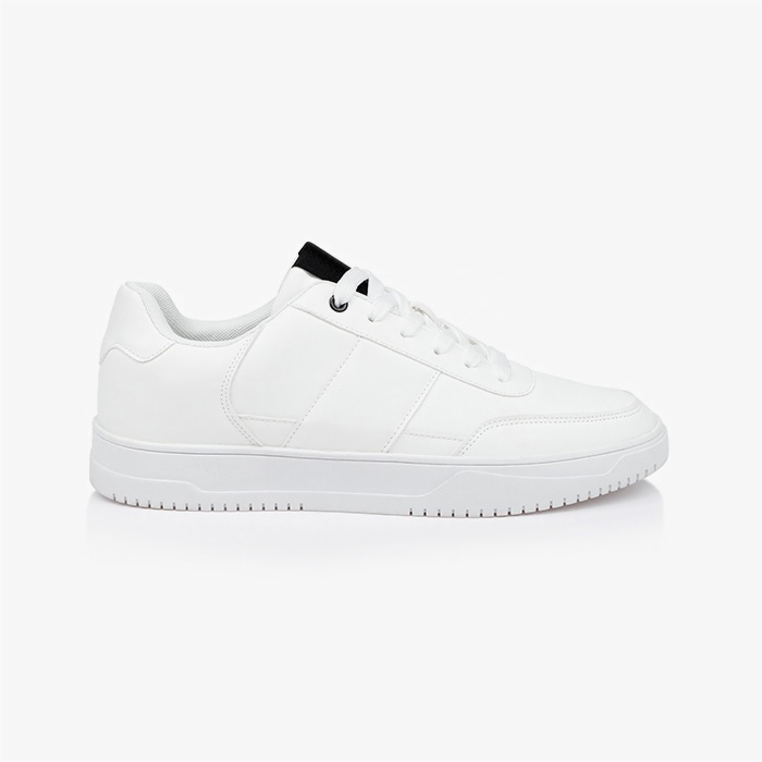 Giorgio White Lace Up with Navy Tongue Label - Main View