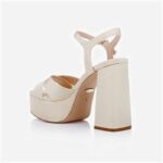 Grimmy Cream Fabric Block Heel Sandal - Back View