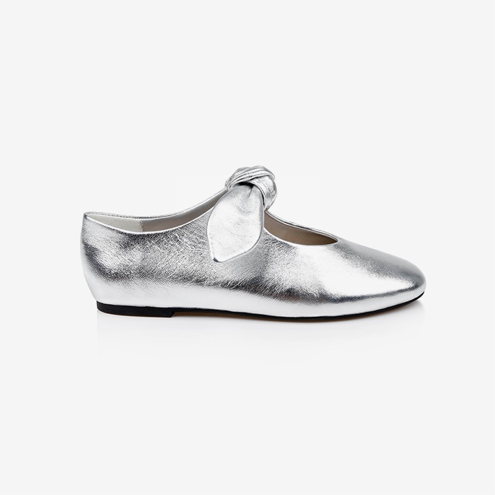 Metallic Silver  Flat With Bow - Main View