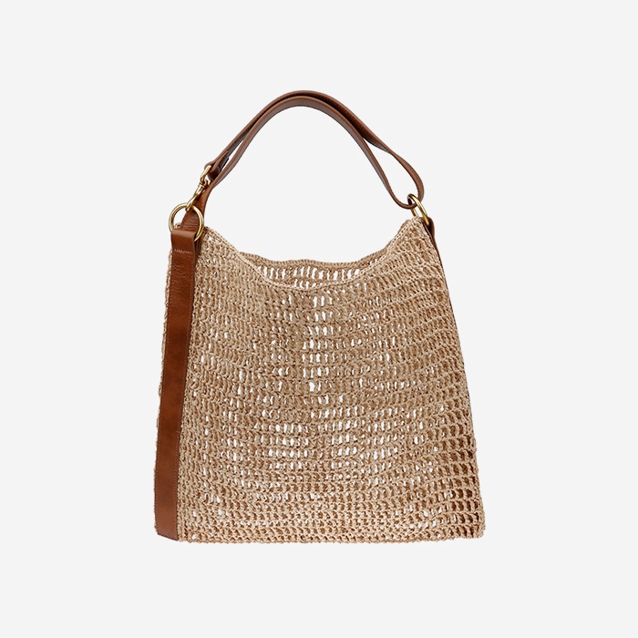 Natural Raffia Shoulder Bag - Main View