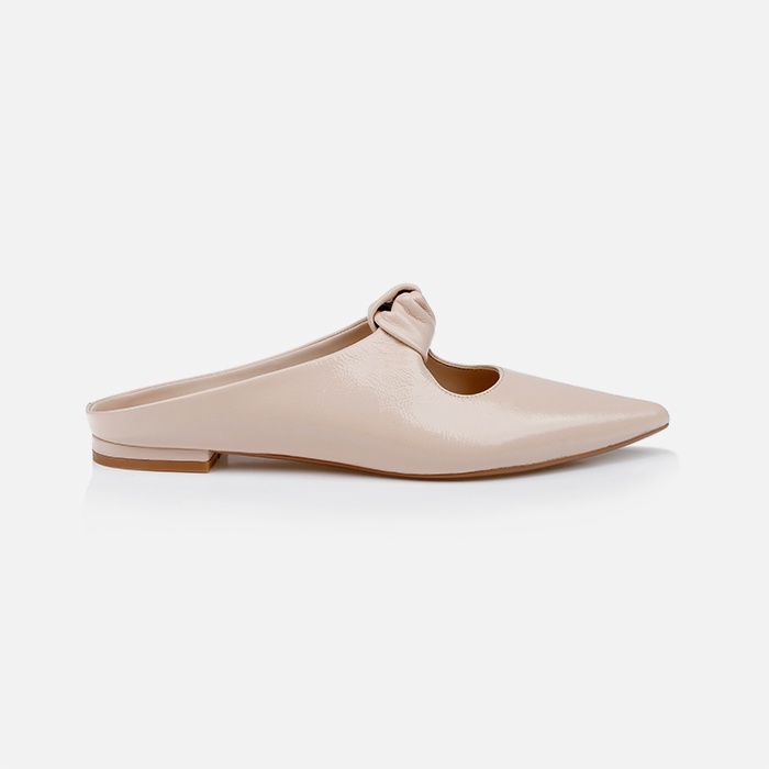 Nude Wrinkle Patent Kid Leather Flat - Main View