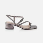 Pewter Metallic Kid Leather Sandal - Main View