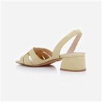 Raffia Patent Leather Middle Heel Sandal - Side View