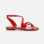 Red Patent Leather Flat Sandal - Main View