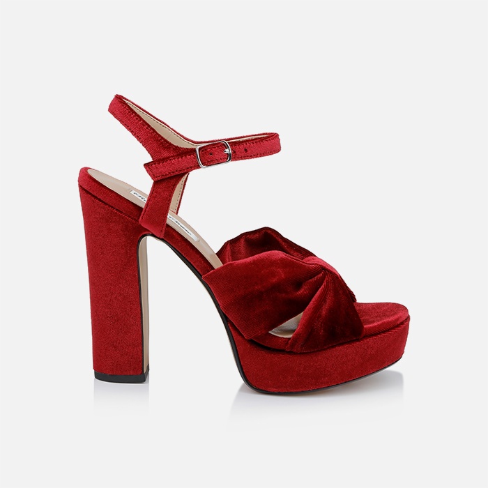 Rumbia Red Velvet Platform Sandal - Main View