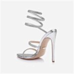 Silver PU & Gel Hotfix Stelitto Sandal - Main View