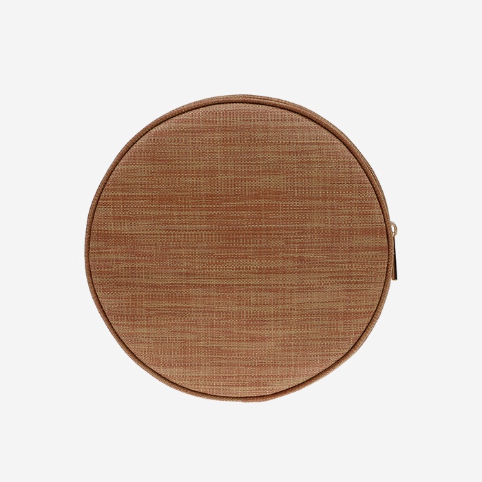 Tan Round Cosmetic Bag - Main View