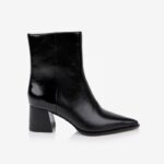 Wax black block heel high ankle boot - Main View